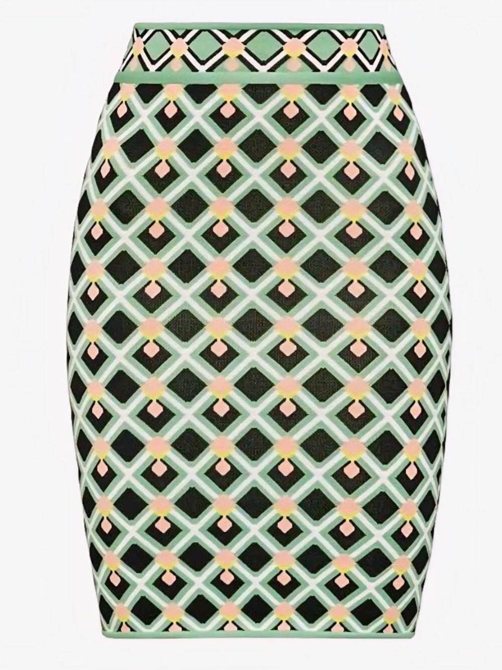 BCBGMAXAZRIA Alex Geo-Print Knit Pencil Skirt
